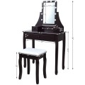 10 LED Lighted Rotating Mirror and 3 Drawers Vanity Table Set with Cushioned Stool - Gallery View 24 of 36