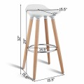 Set of 2 ABS Bar Stools with Wooden Legs - Gallery View 4 of 11