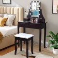 10 LED Lighted Rotating Mirror and 3 Drawers Vanity Table Set with Cushioned Stool - Gallery View 14 of 36