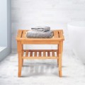Bathroom Bamboo Shower Chair Bench with Storage Shelf - Gallery View 1 of 11