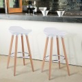 Set of 2 ABS Bar Stools with Wooden Legs