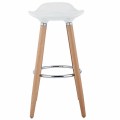 Set of 2 ABS Bar Stools with Wooden Legs