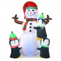 6 Feet Christmas Quick Inflatable Snowman with Penguins - Gallery View 3 of 10