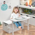 3-in-1 Kids Convertible Storage Bench Wood Activity Table and Chair Set - Gallery View 7 of 12
