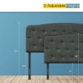 Full Size Faux Linen Upholstered Headboard with Adjustable Heights - Gallery View 10 of 20
