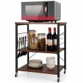 3-Tier Kitchen Baker's Rack Microwave Oven Storage Cart with Hooks - Gallery View 39 of 53