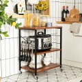 3-Tier Kitchen Baker's Rack Microwave Oven Storage Cart with Hooks - Gallery View 32 of 53