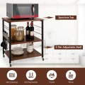 3-Tier Kitchen Baker's Rack Microwave Oven Storage Cart with Hooks - Gallery View 36 of 53