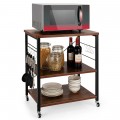 3-Tier Kitchen Baker's Rack Microwave Oven Storage Cart with Hooks - Gallery View 38 of 53