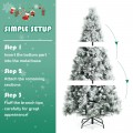 6 Feet Snow Flocked Christmas Tree with Pine Cone and Red Berries