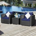 3 Pieces Patio Wicker Furniture Set with Cushion - Gallery View 1 of 60