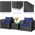 3 Pieces Patio Wicker Furniture Set with Cushion - Gallery View 10 of 60