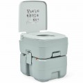 5.3 Gallon 20L Outdoor Portable Toilet with Level Indicator for RV Travel Camping - Gallery View 7 of 12