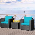 3 Pieces Patio Wicker Furniture Set with Cushion - Gallery View 25 of 60