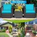 3 Pieces Patio Wicker Furniture Set with Cushion - Gallery View 26 of 60