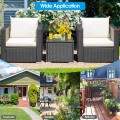 3 Pieces Patio Wicker Furniture Set with Cushion - Gallery View 50 of 60