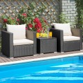 3 Pieces Patio Wicker Furniture Set with Cushion - Gallery View 54 of 60