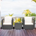 3 Pieces Patio Wicker Furniture Set with Cushion - Gallery View 56 of 60