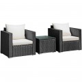 3 Pieces Patio Wicker Furniture Set with Cushion - Gallery View 57 of 60