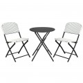 3 Pieces Patio Rattan Bistro Set with Round Dining Table and 2 Chairs - Gallery View 3 of 12