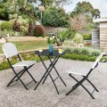 3 Pieces Patio Rattan Bistro Set with Round Dining Table and 2 Chairs - Gallery View 6 of 12