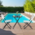 3 Pieces Patio Rattan Bistro Set with Round Dining Table and 2 Chairs - Gallery View 7 of 12