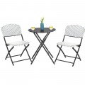 3 Pieces Patio Rattan Bistro Set with Round Dining Table and 2 Chairs - Gallery View 9 of 12