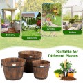3 Pieces Wooden Planter Barrel Set with Multiple Size - Gallery View 2 of 14