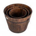 3 Pieces Wooden Planter Barrel Set with Multiple Size - Gallery View 6 of 14