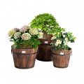 3 Pieces Wooden Planter Barrel Set with Multiple Size - Gallery View 8 of 14