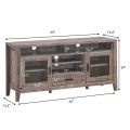 Tall TV Stand with Glass Storage and Drawer - Gallery View 4 of 12