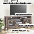 Tall TV Stand with Glass Storage and Drawer - Gallery View 2 of 12