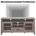 Tall TV Stand with Glass Storage and Drawer - Gallery View 12 of 12