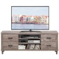 Retro Wooden TV Stand with 3 Open Shelves and 4 Drawers - Gallery View 9 of 12