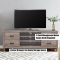 Retro Wooden TV Stand with 3 Open Shelves and 4 Drawers - Gallery View 11 of 12