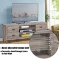Retro Wooden TV Stand with 3 Open Shelves and 4 Drawers - Gallery View 12 of 12