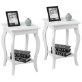 Set of 2 Side Table End Table Night Stand with Shelf - Gallery View 4 of 7