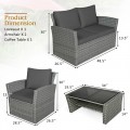 4 Pieces Patio Rattan Furniture Set Sofa Table with Storage Shelf Cushion - Gallery View 28 of 67