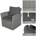 4 Pieces Patio Rattan Furniture Set Sofa Table with Storage Shelf Cushion - Gallery View 35 of 67