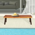 Patio Acacia Wood Dining Bench Seat with Steel Legs