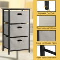 3-Drawer Fabric Dresser Storage Tower Vertical Foldable Pull Bins