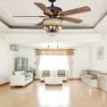 52 Inch Crystal Ceiling Fan Lamp with 5 Reversible Blades - Gallery View 11 of 20