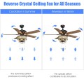 52 Inch Crystal Ceiling Fan Lamp with 5 Reversible Blades - Gallery View 12 of 20