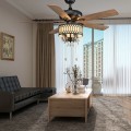 52 Inch Crystal Ceiling Fan Lamp with 5 Reversible Blades - Gallery View 17 of 20