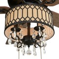 52 Inch Crystal Ceiling Fan Lamp with 5 Reversible Blades - Gallery View 20 of 20