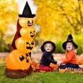 7 Feet Halloween Inflatable Pumpkin Combo with Witch's Hat and LED Lights