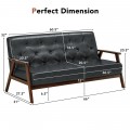 3-Seater PU Leather Upholstered Sofa Couch with Rubber Wood Legs - Gallery View 4 of 9