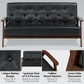 3-Seater PU Leather Upholstered Sofa Couch with Rubber Wood Legs - Gallery View 8 of 9