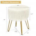 Stylish Round Furry Ottoman Faux Fur Vanity Stool Chair Makeup Stool Furry Padded Seat