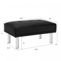 Ottoman Footrest Stool PU Leather Seat with Metal Legs